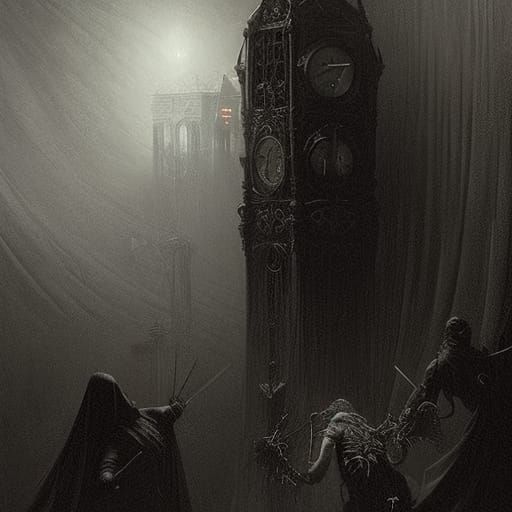 Grim Death Clock in Gothic Horror Style