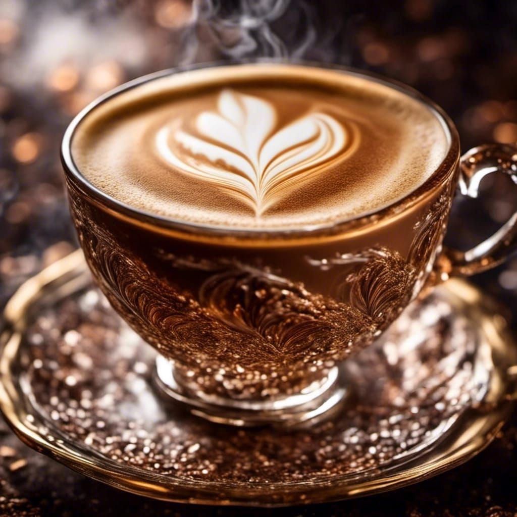 Latte Art in Ornate Blown Glass Cup