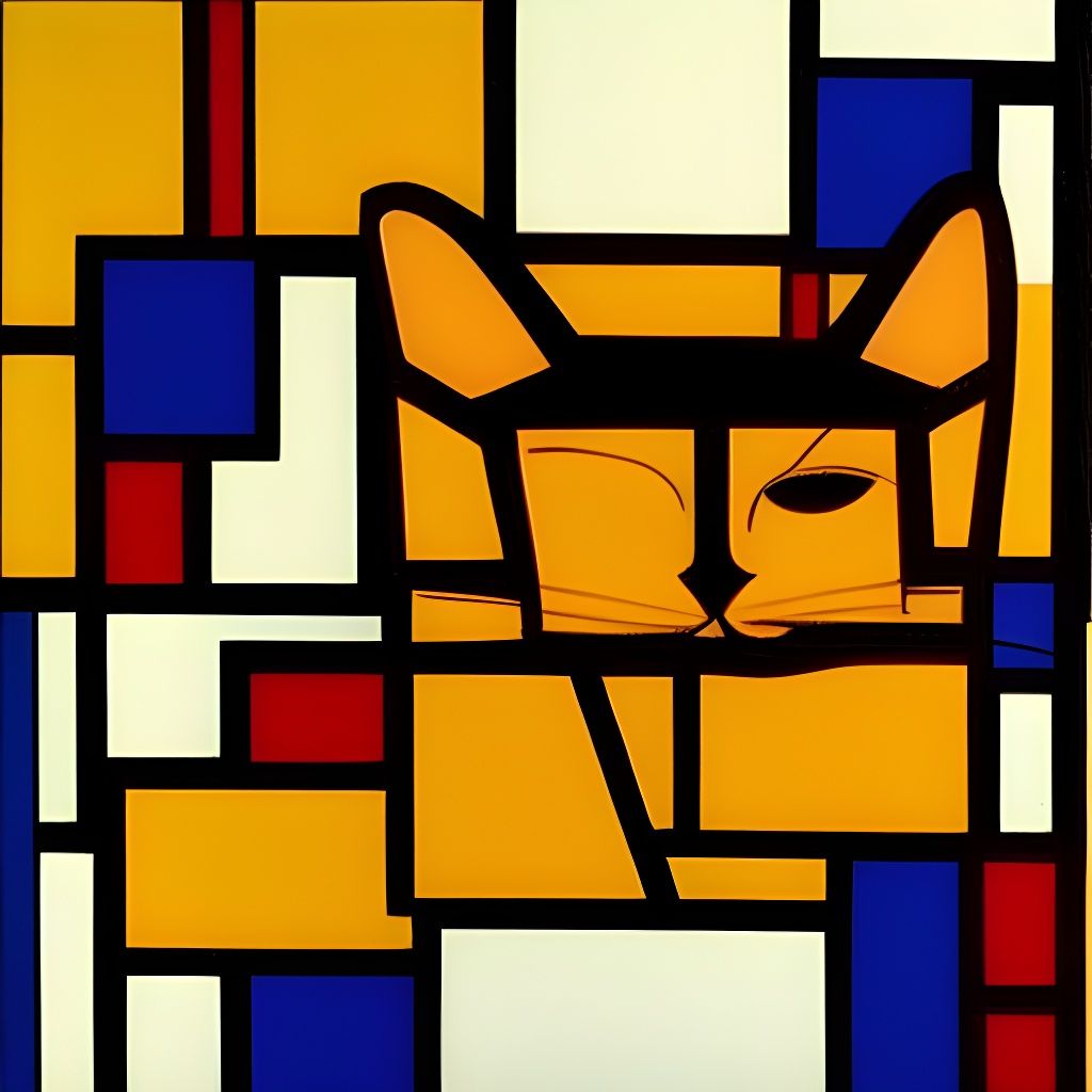Mondrian Style Cat Art