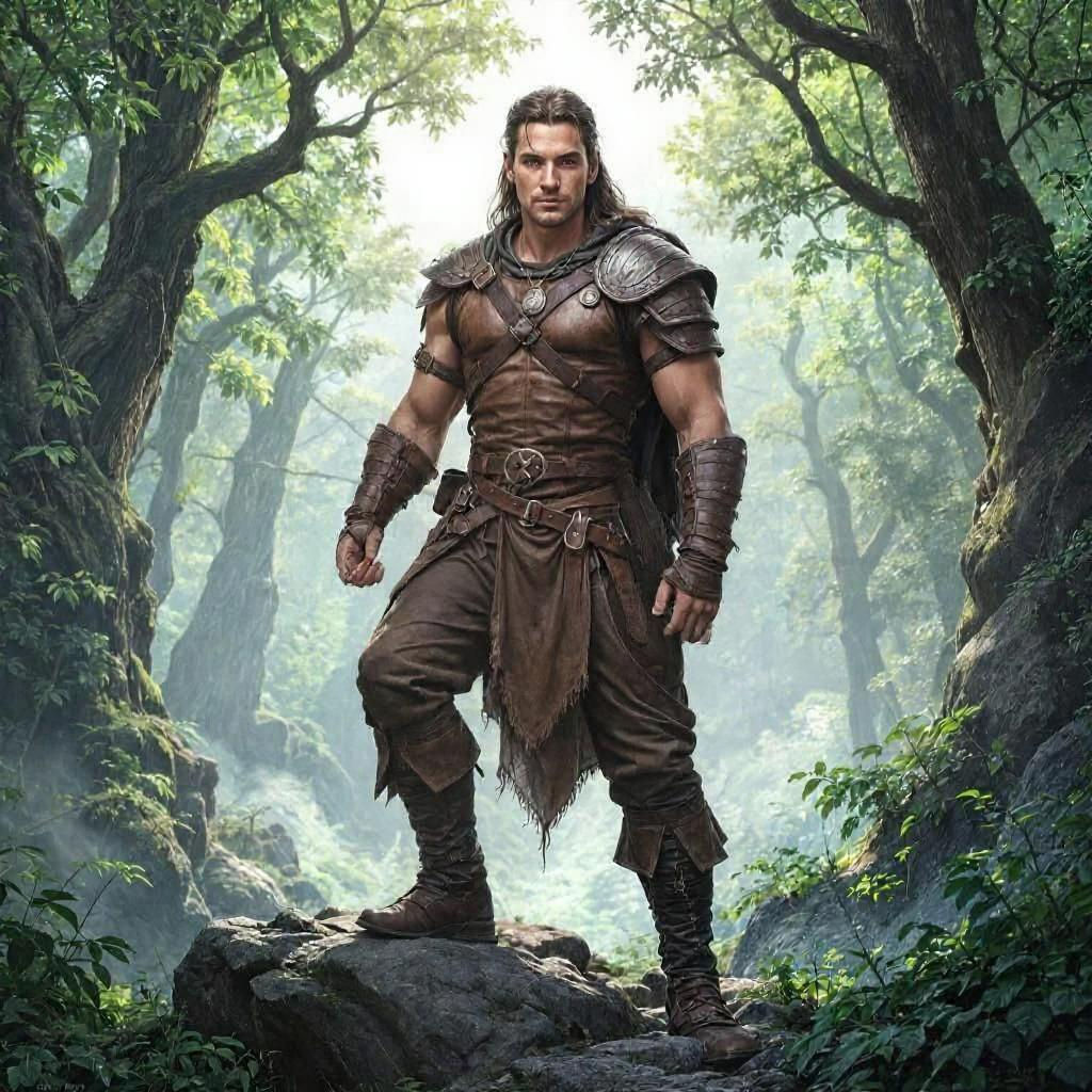 Forest Ranger Stands Guard in Ancient Woods