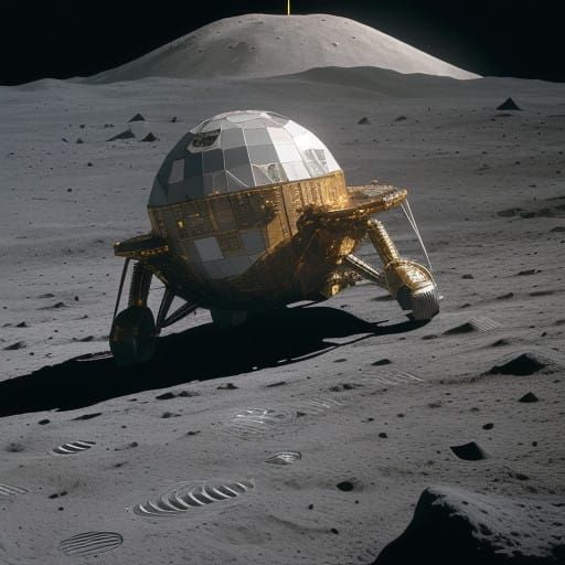 Lunar Base Under Geodesic Dome at Sunset