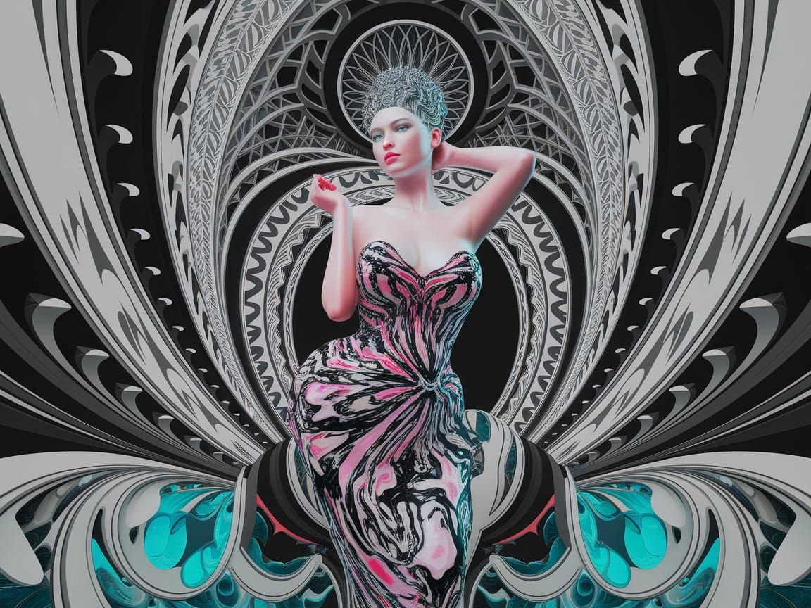 Ethereal Woman in Surreal Mixed Media Portrait