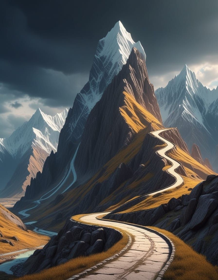Epic Fantasy Landscape: Tian Shan Mountains Road