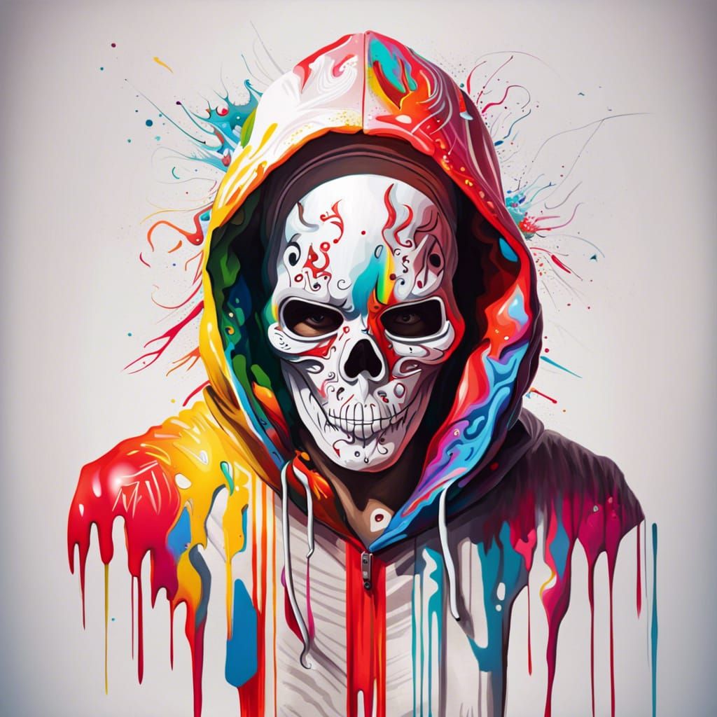 Man in Skull Mask: Graffiti Street Art