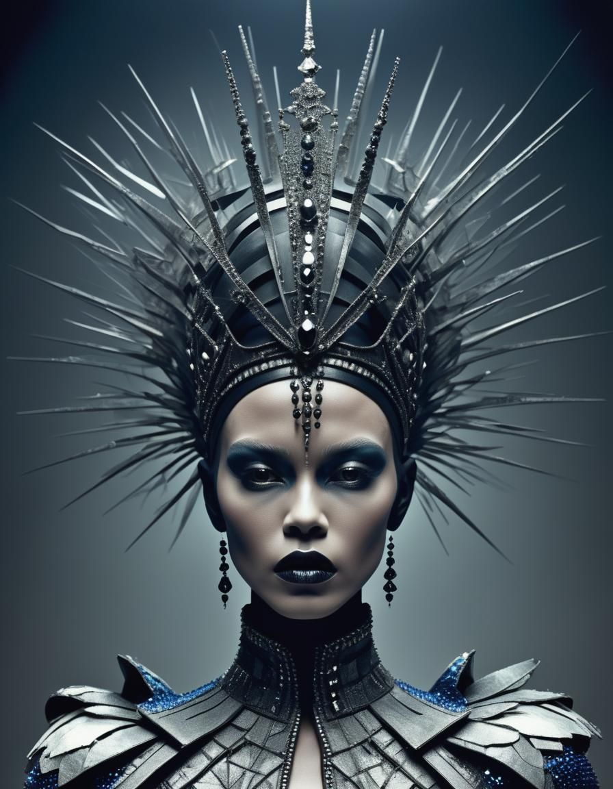 Hauntingly Beautiful Queen in Avant-Garde Fashion