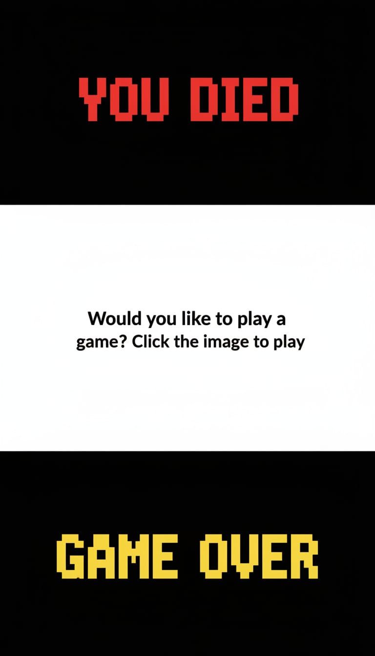 Retro Arcade Game Over Screen with Play Prompt