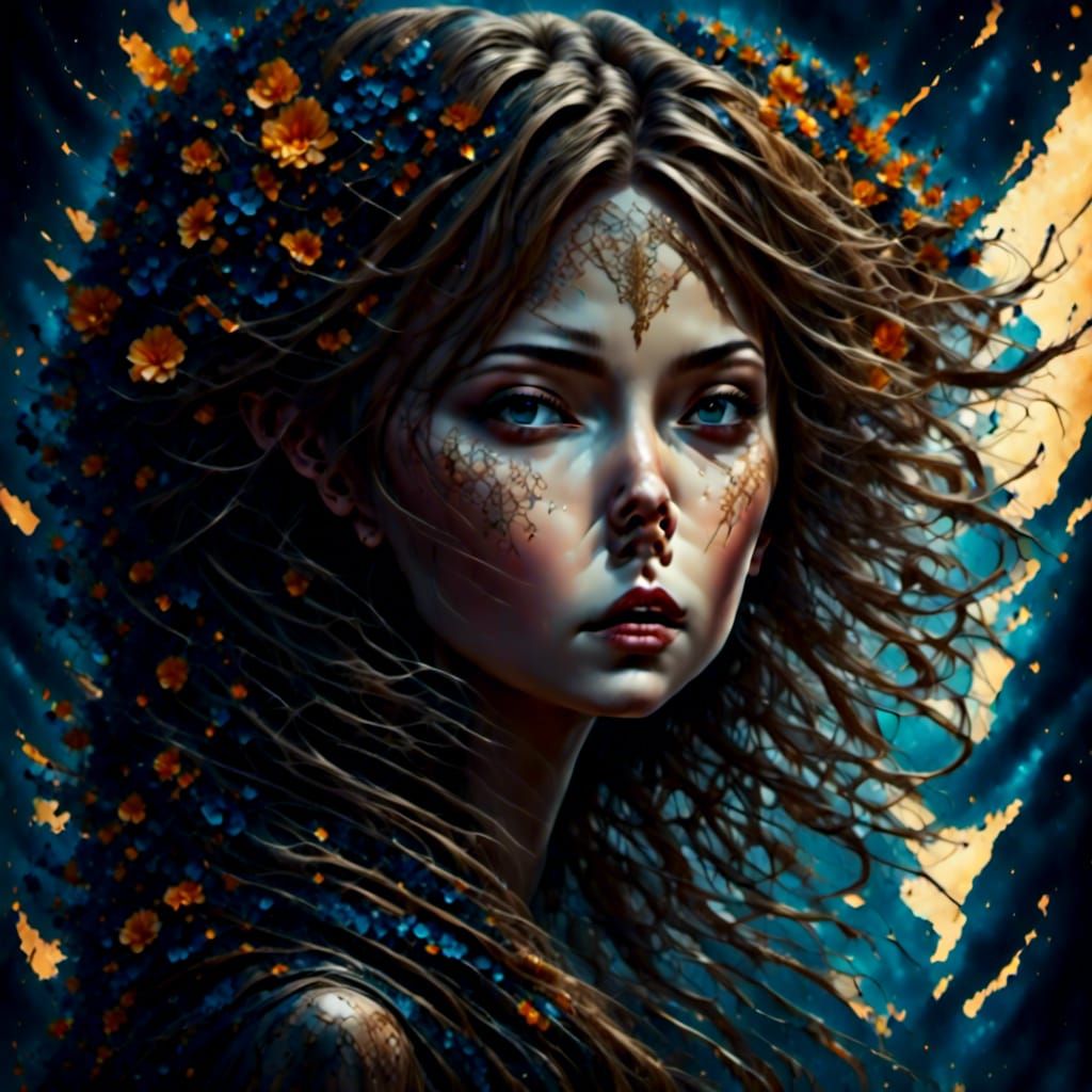 Witchy Tinkerbell Portrait in Hyperdetailed Style