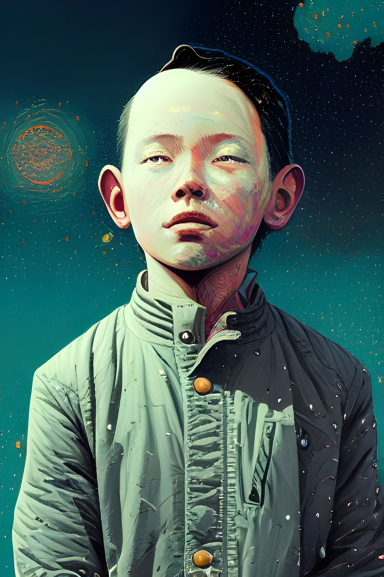 Boy with Starry Sky Portrait in Expressive Style