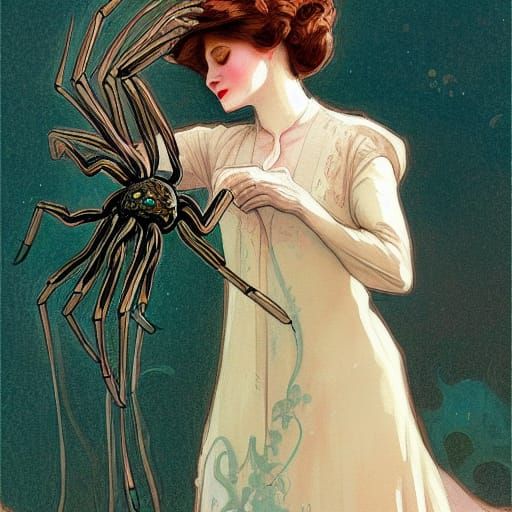 Edwardian Spider Lady Digital Illustration