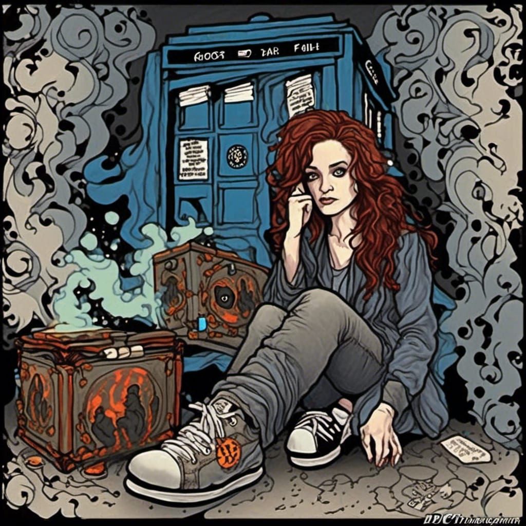 Cartoon Caricature of a Ghost Hunting Time Lord