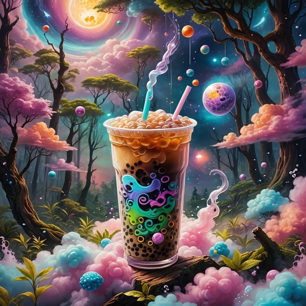 Cosmic Bubble Tea in a Mystical Forest