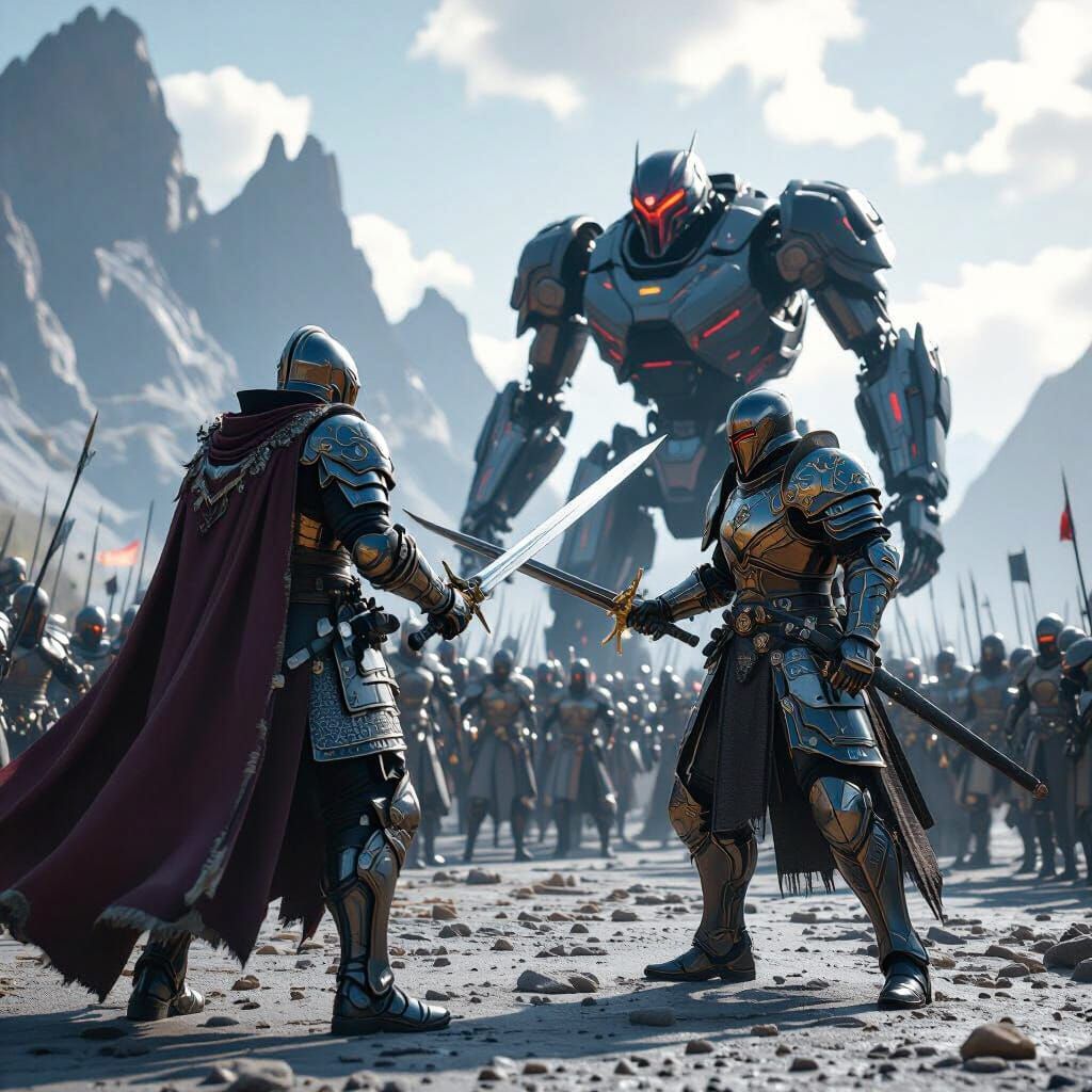 Swordsman vs Robot Army in Epic Game Cinematic