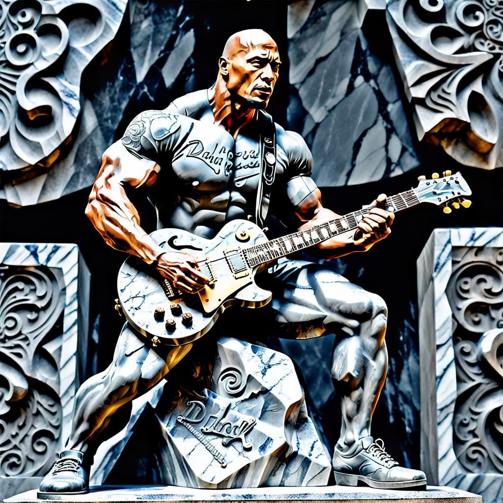Dwayne Johnson as Marble Rockstar Sculpture