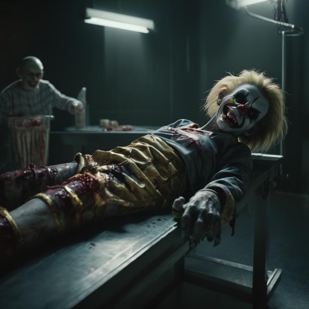 Zombie Monkey Clown Woman: Hyper-Realistic Cinematic Portrai...