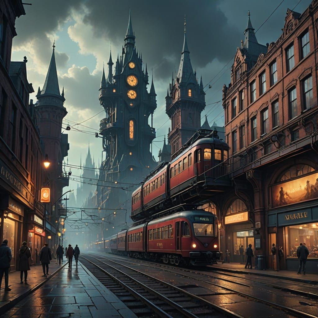 Cyberpunk Metropolis with Ancient Mysticism and Industry