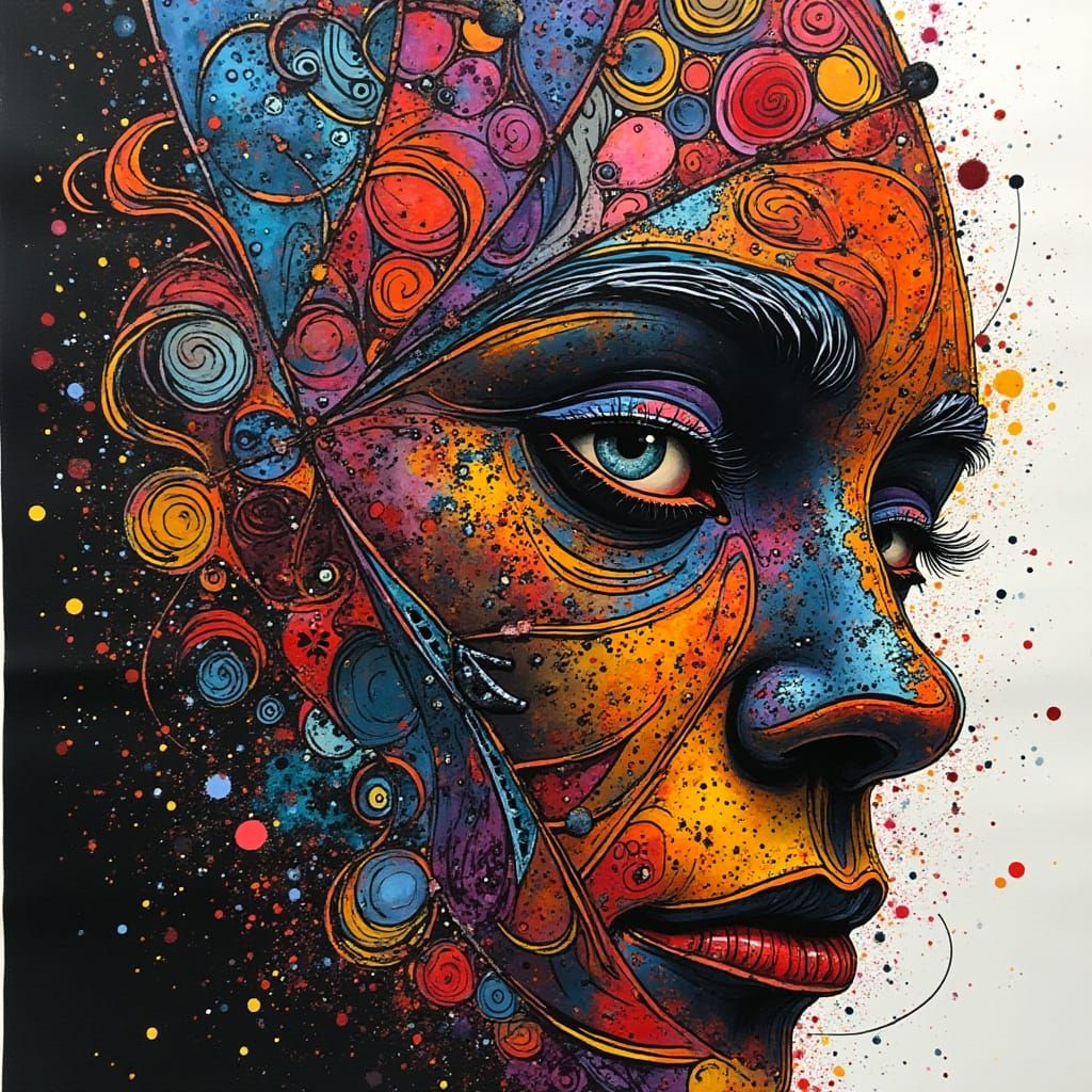 Abstract Artwork in Hyper-Realistic Style with Bold Colors a...