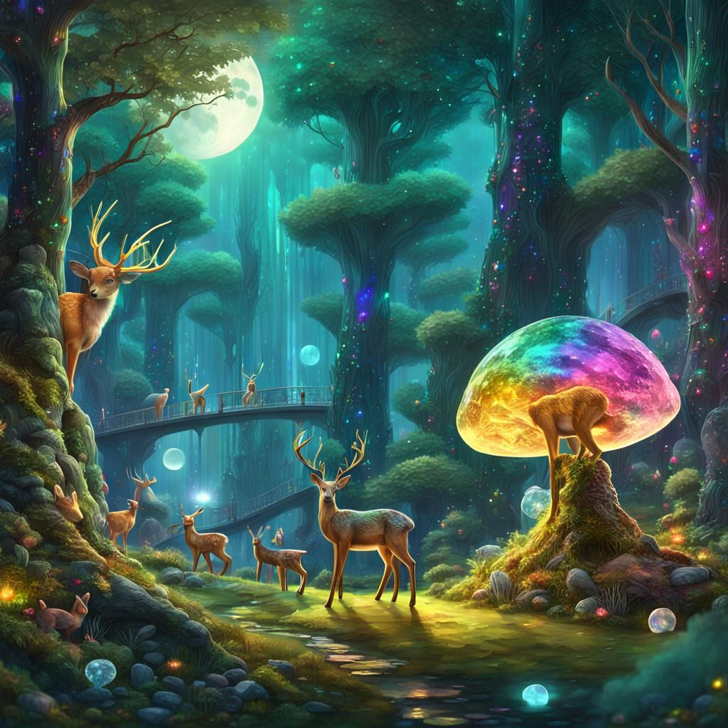 Rainbow Fantasy Forest with Talking Trees and Jewels