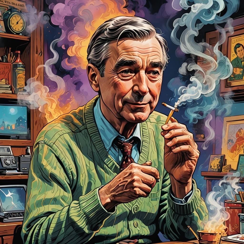 Retro Comic Art of Man Smoking a Cigarette