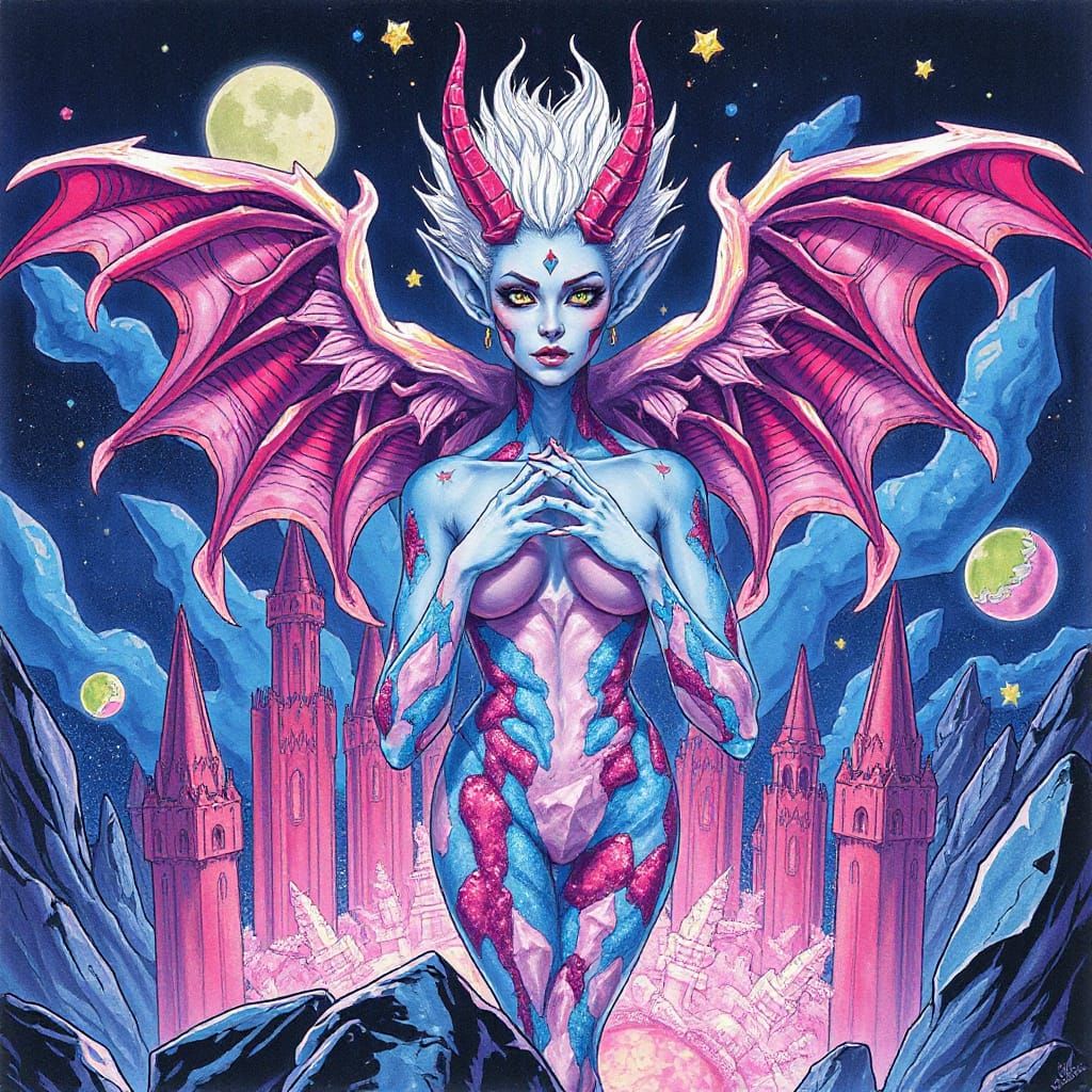 Candy Elf Queen in Occult Art Style