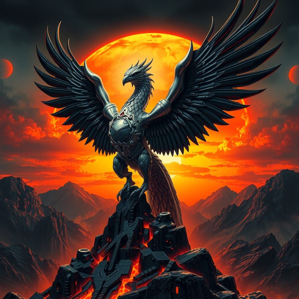Biomechanical Phoenix Rising from Volcanic Eruption