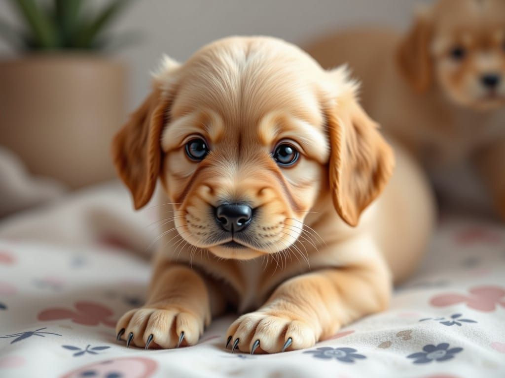 Golden Retriever Puppy in Warm, Fuzzy Colors