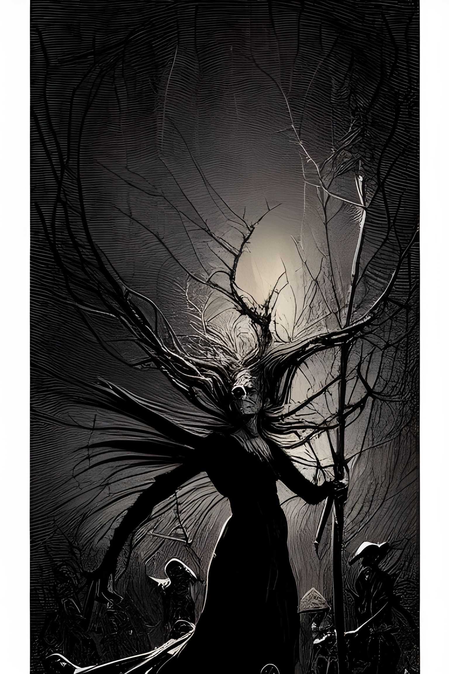 Horror Art: The Witch in Dark, Detailed Style