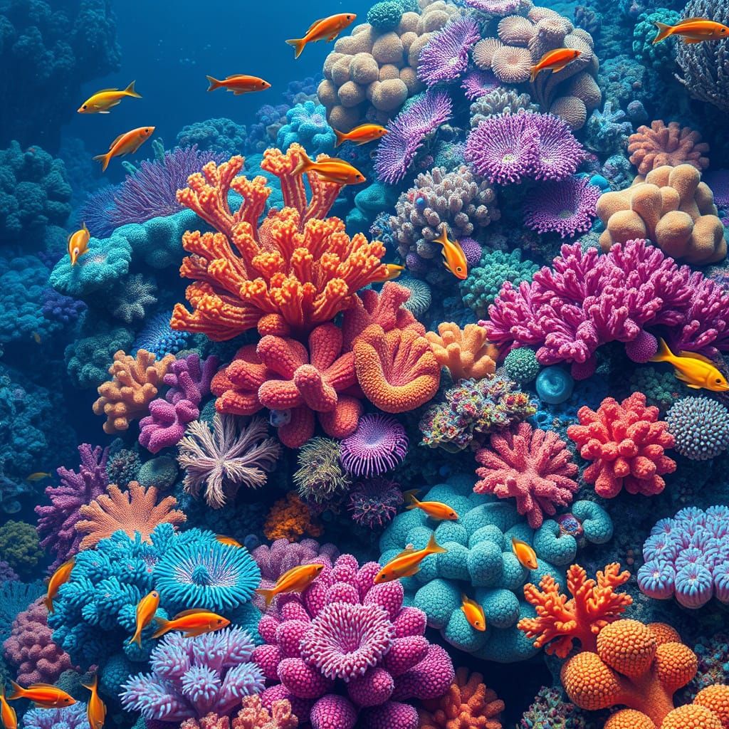 Vibrant Coral Reef with Marine Life