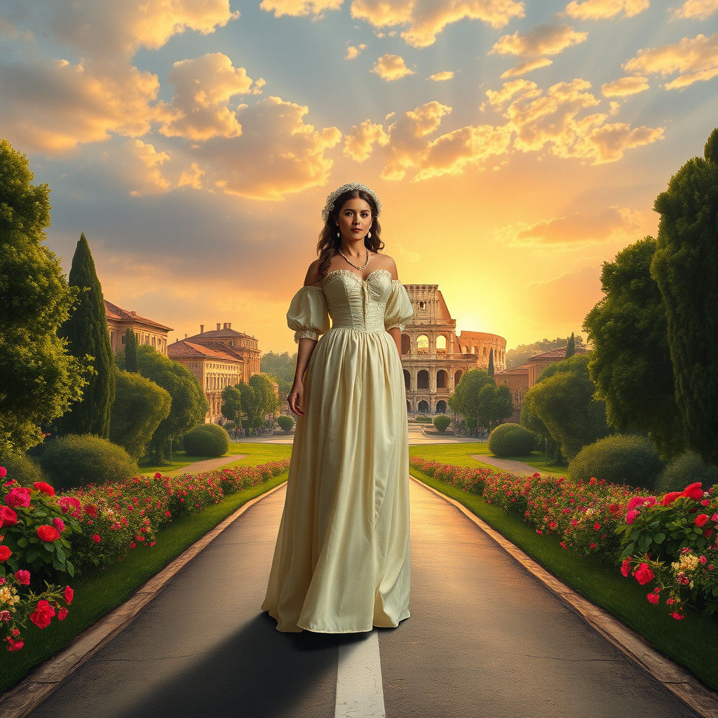 Majestic Woman at Crossroads to Rome: Fauvist Style