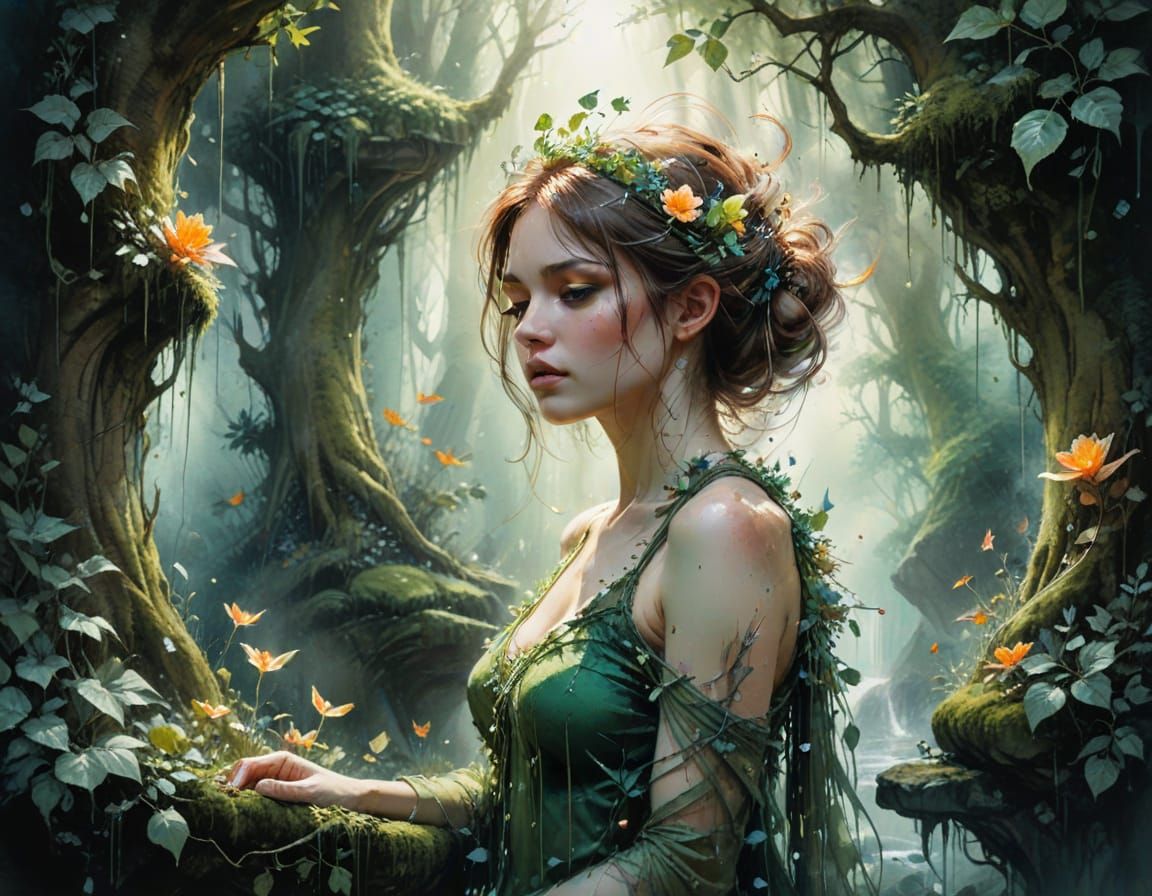 Enchanted Forest Sanctuary in Watercolour Style