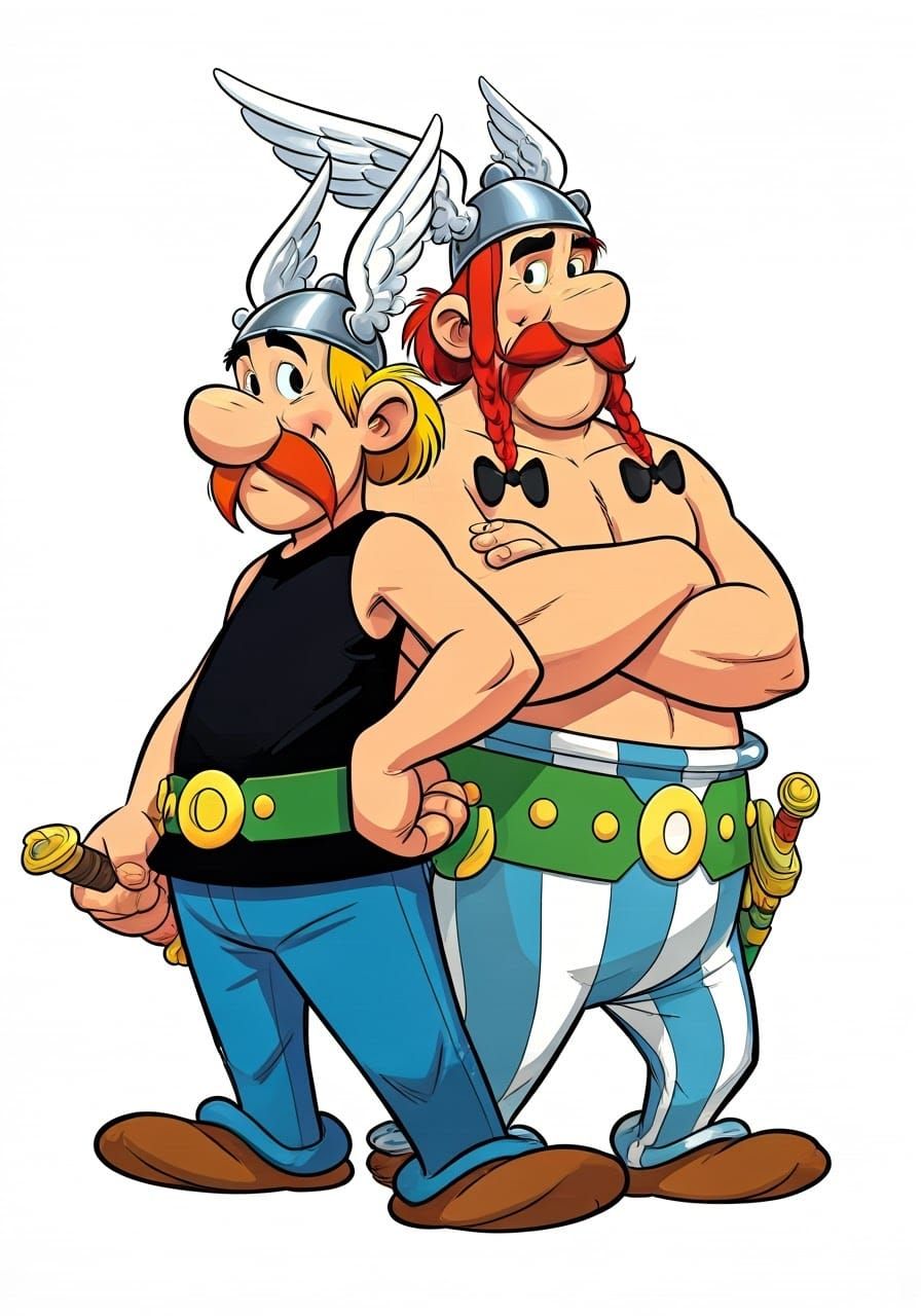 Asterix and Obelix Stand United in Dynamic Comic Book Art