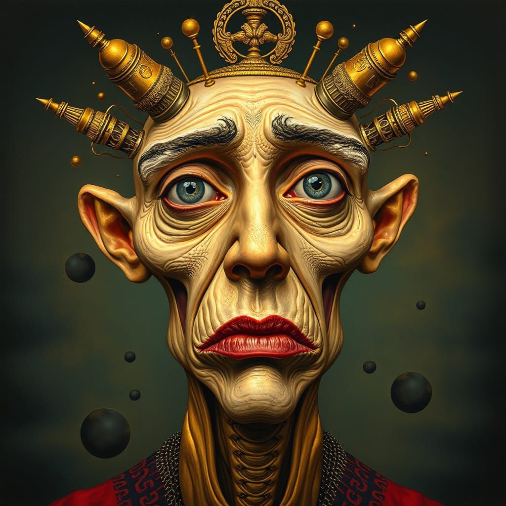 Surreal Portrait in Vibrant Gold