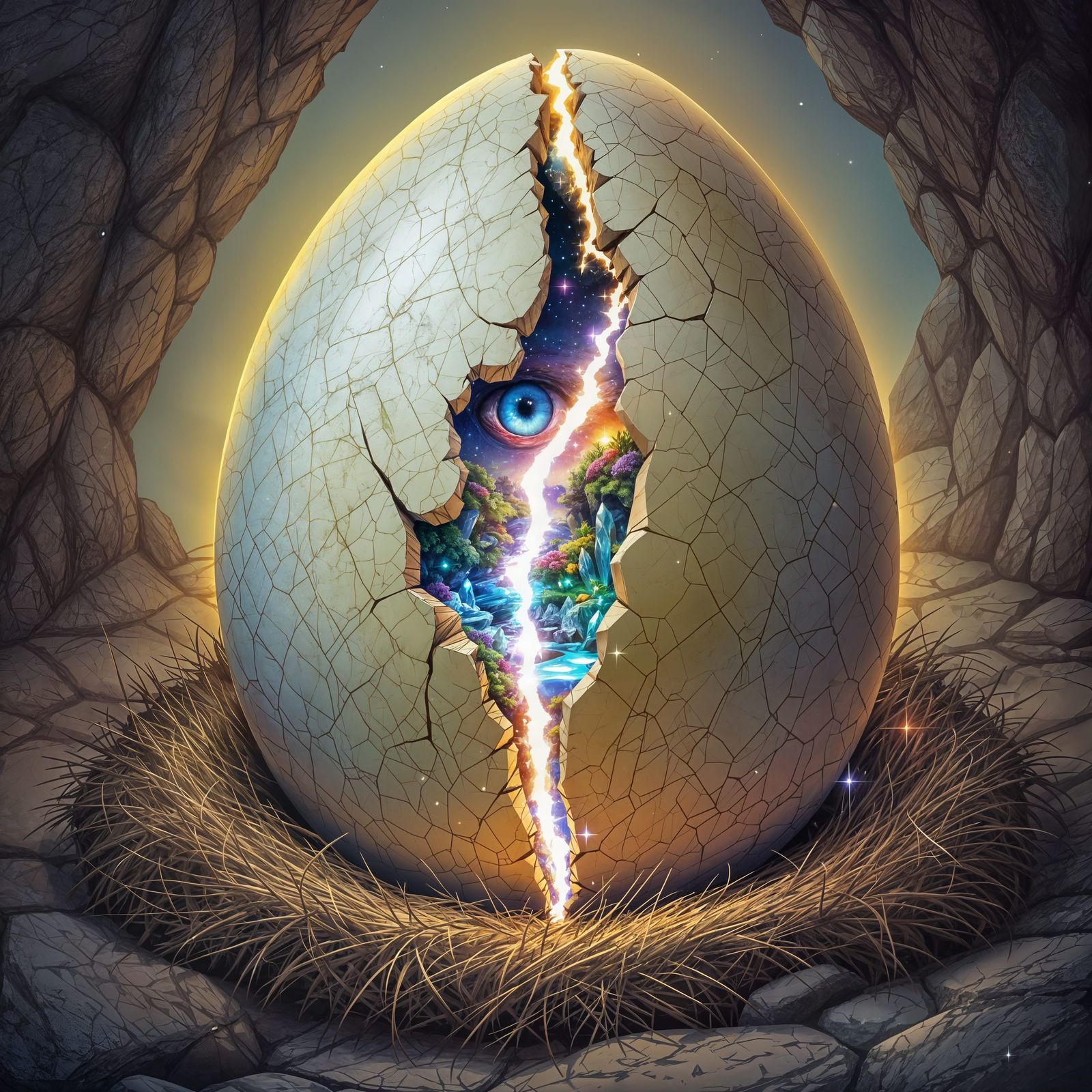 Mystical Dragon Egg Unfolds with Vibrant Alien Landscape