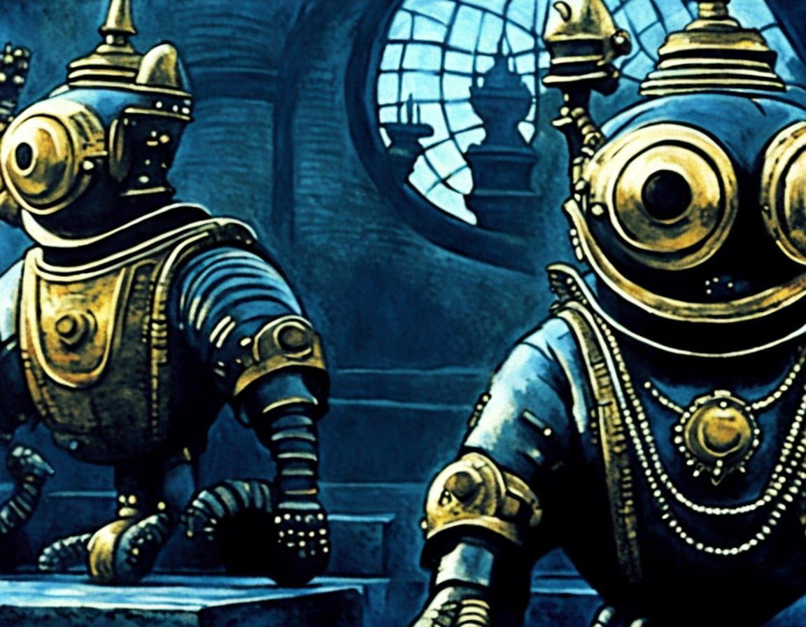 Hyperrealistic Chrome Crocodile Robot Galloping