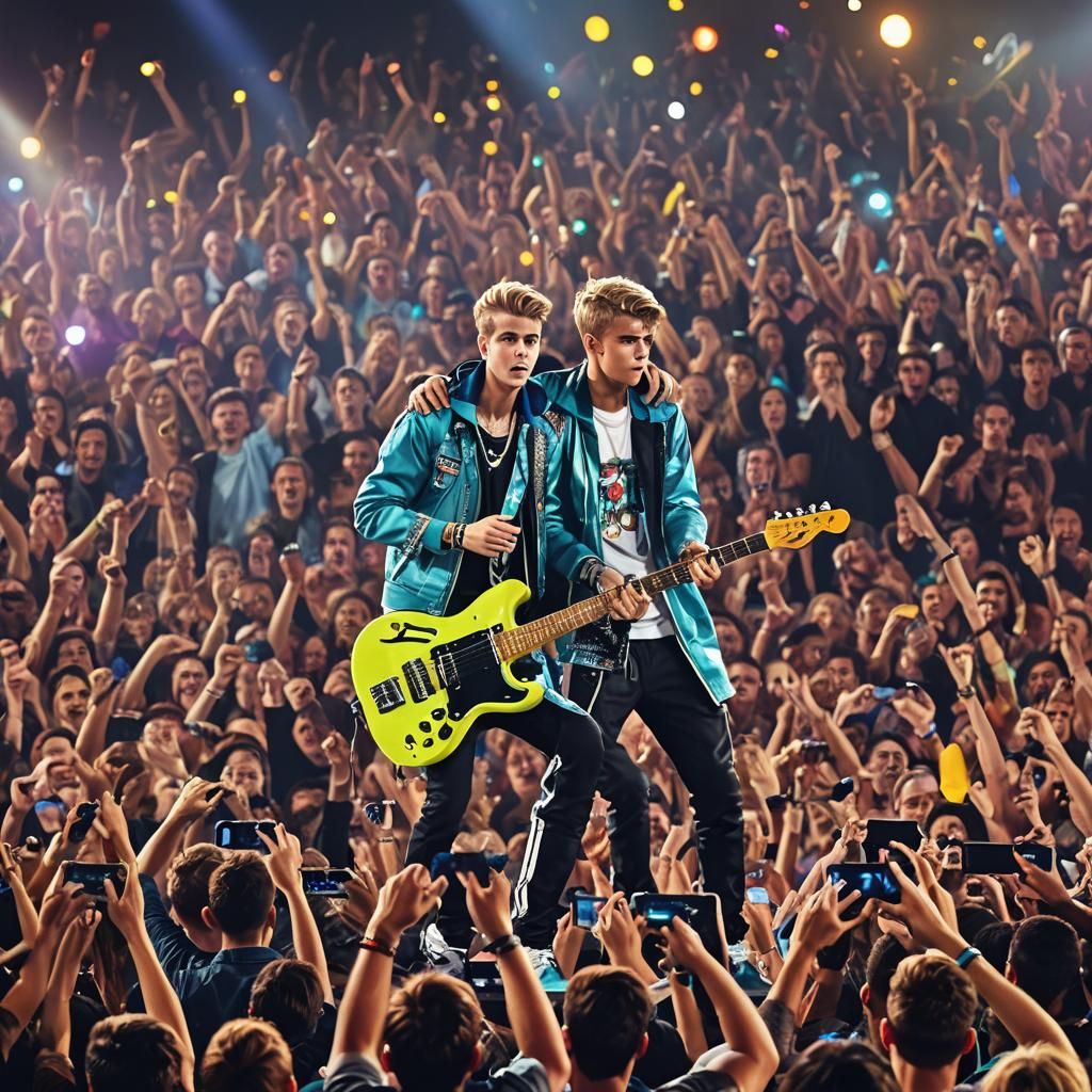 Aden Hasson and Justin Bieber in Vibrant Pop Art