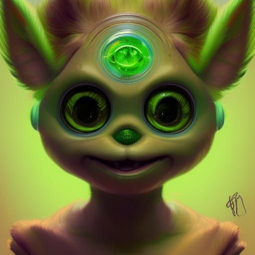 Hyperdetailed Green Furby Portrait in Unreal Engine 5
