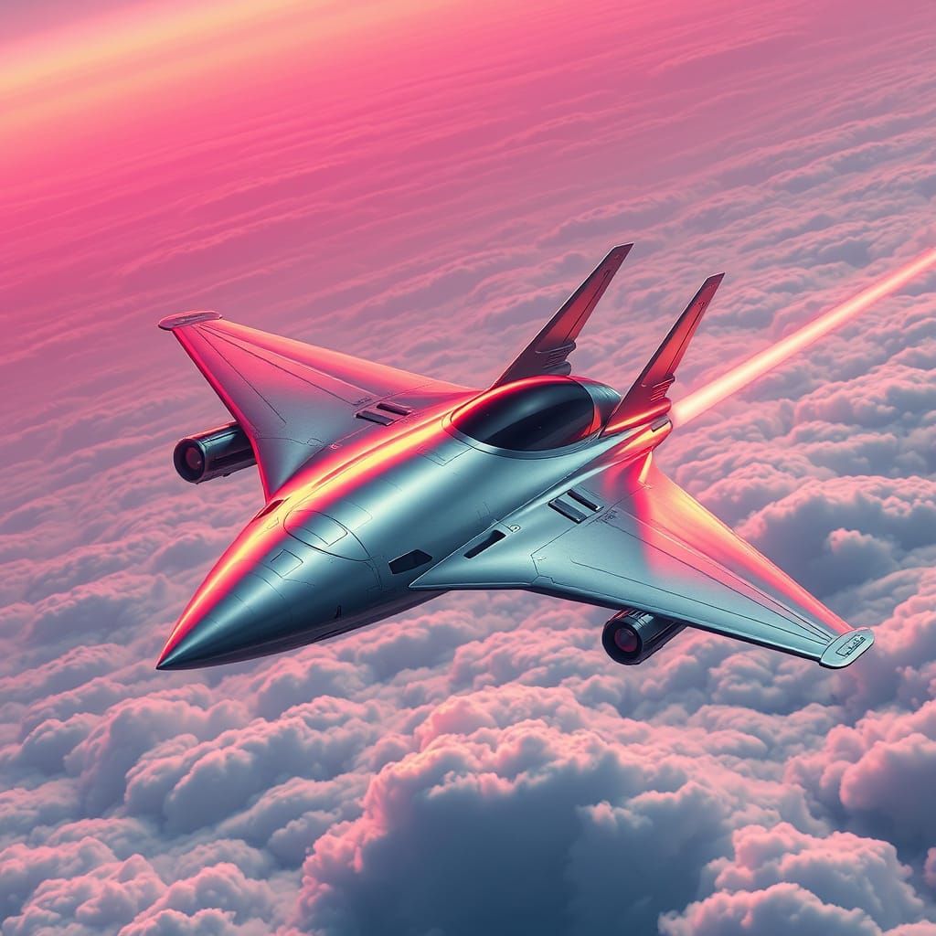 Futuristic Lockheed Jet Soaring Above Neon Sky