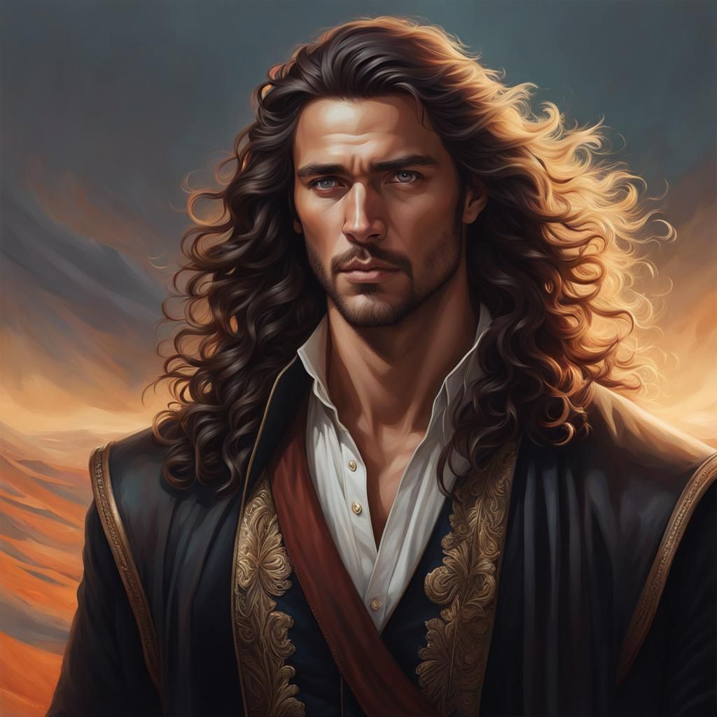 Portrait of a Man with Long Brown Hair