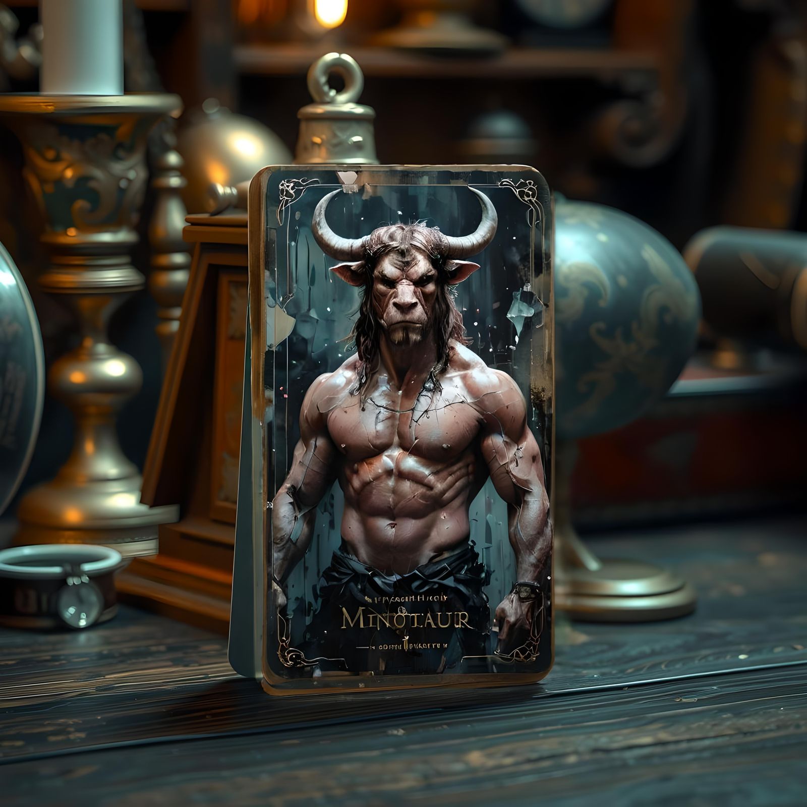Minotaur Tarot Card in Fantasy Art Style