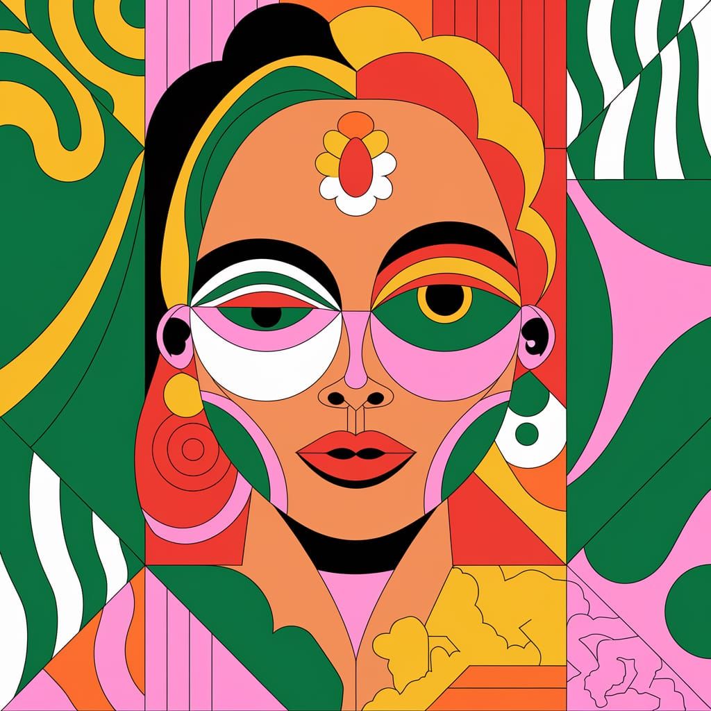 Proud Orange Regal Abstract Cubist Texture