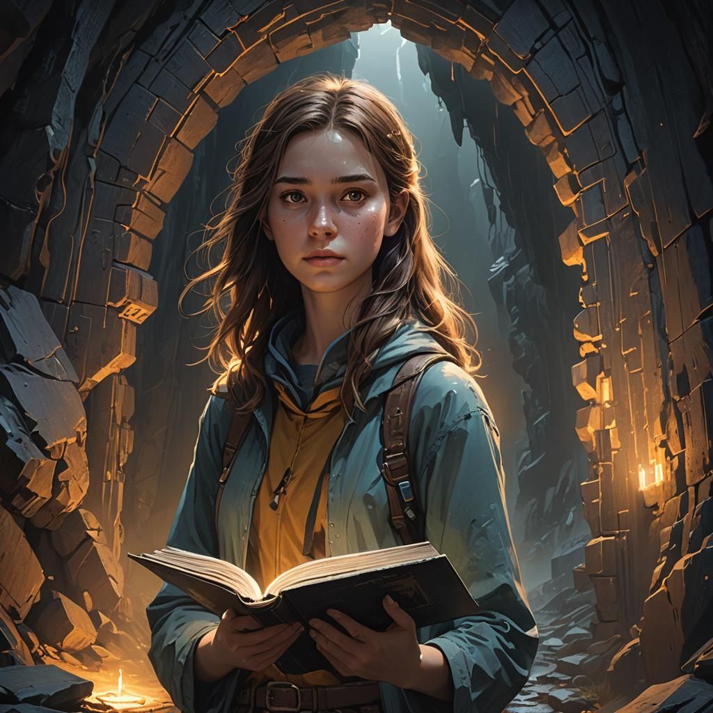 Girl Entering Portal: Fantasy Art in Ethereal Light