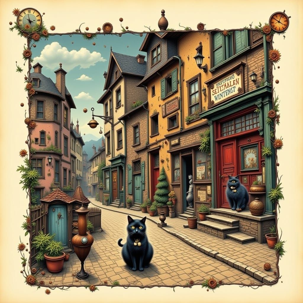 Alley Cat in a Cityscape