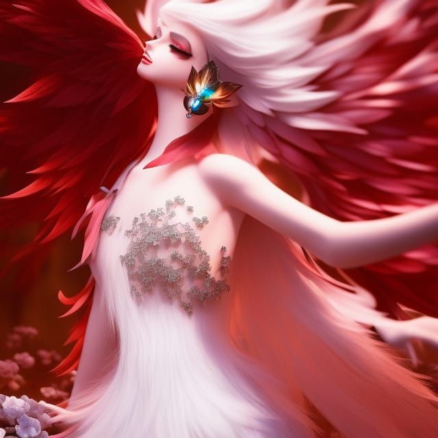 Gothic Black Crystal Fairy with Holographic Wings