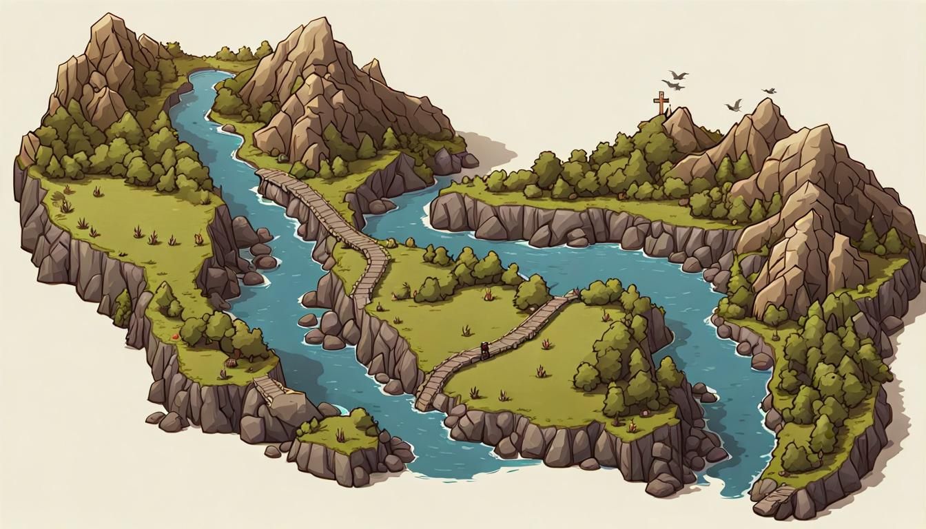 Detailed DND Mountain Path Map: Bird's Eye View