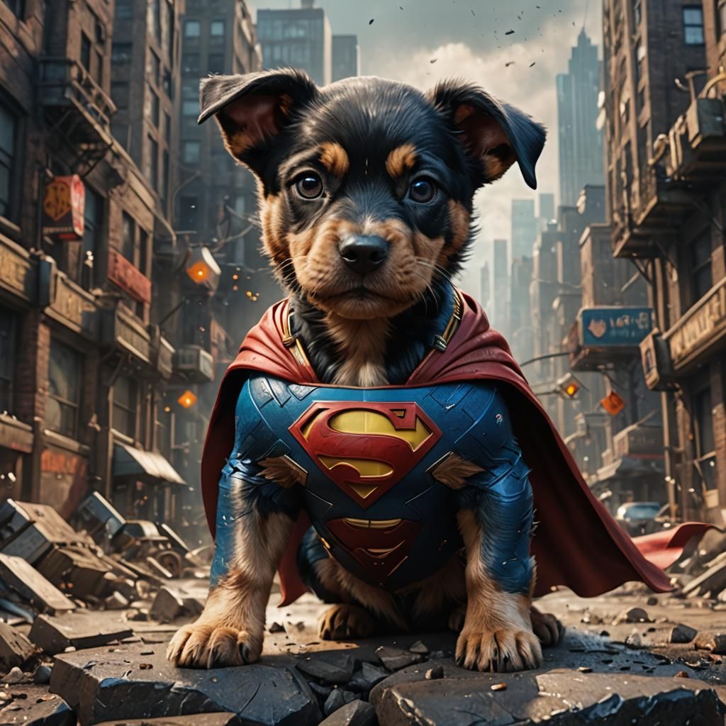 Superman Puppy Fantasy Concept Art in 8k
