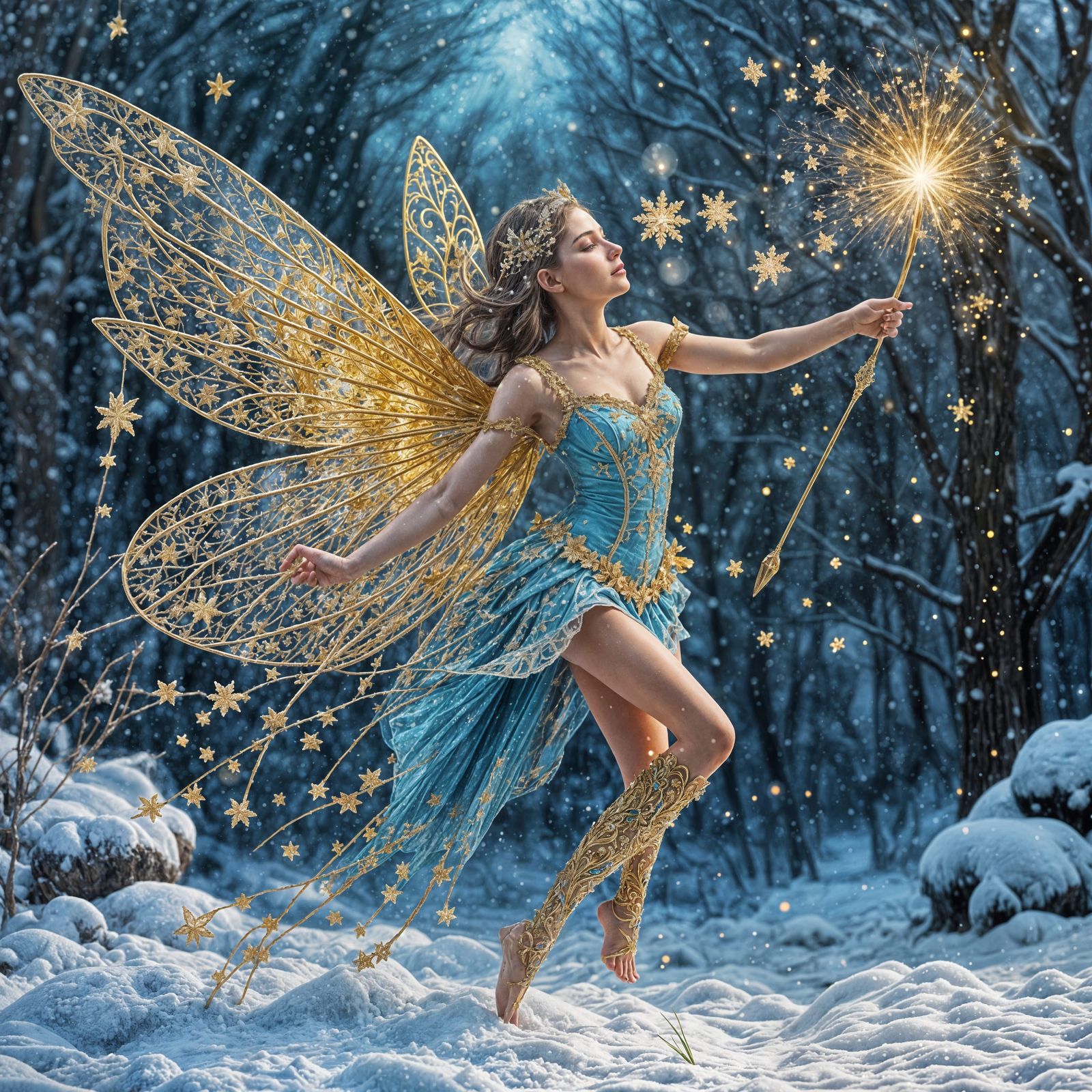 Magical Fairy Transforms Snow into Gold Dust