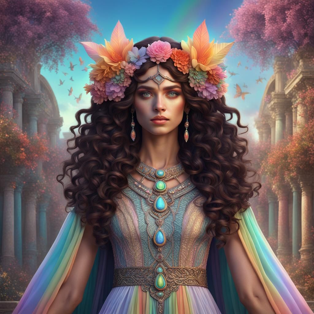 Spring Witch in Grecian Gown: Fantasy Art