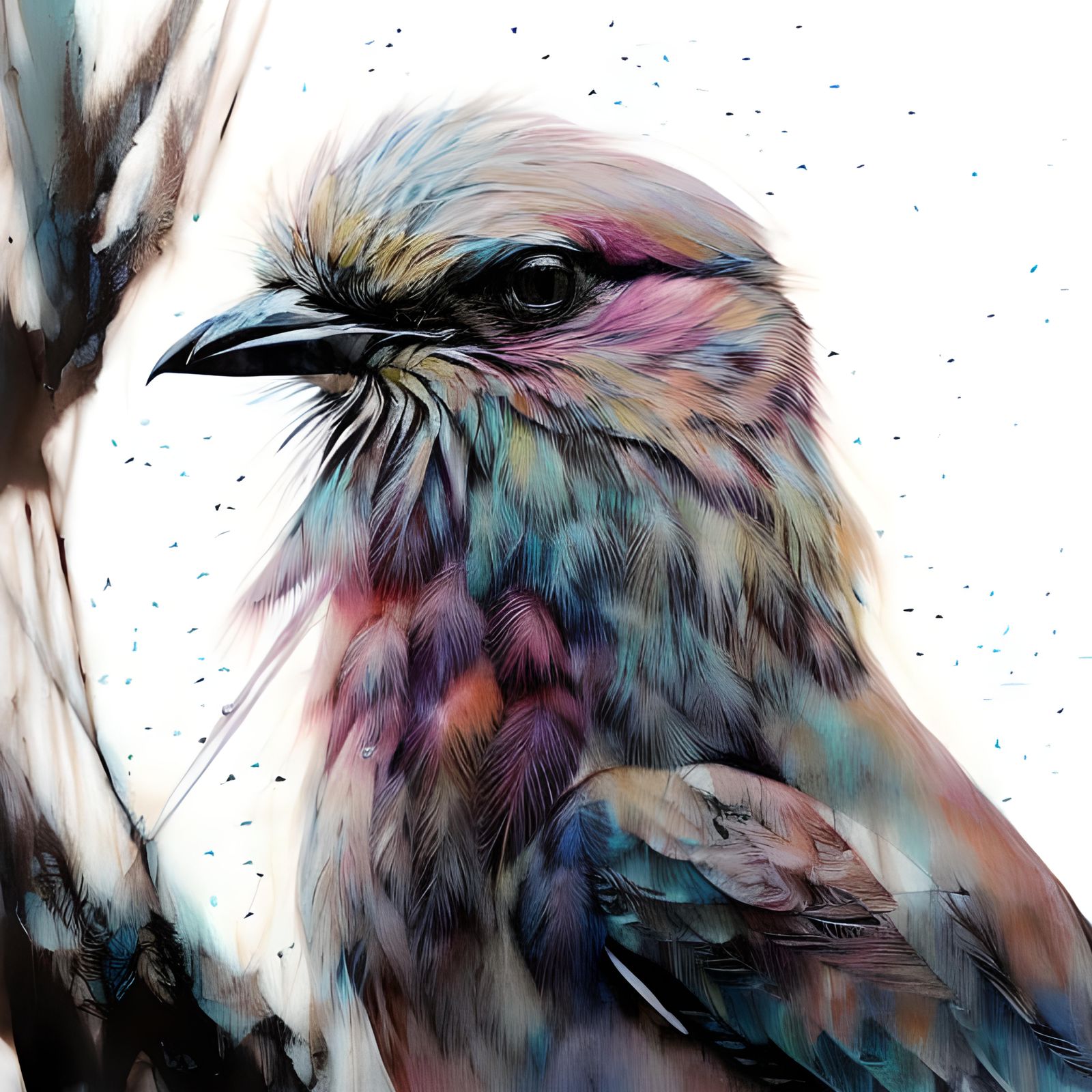 Colorful 3D Lilac Breasted Roller Bird Portrait