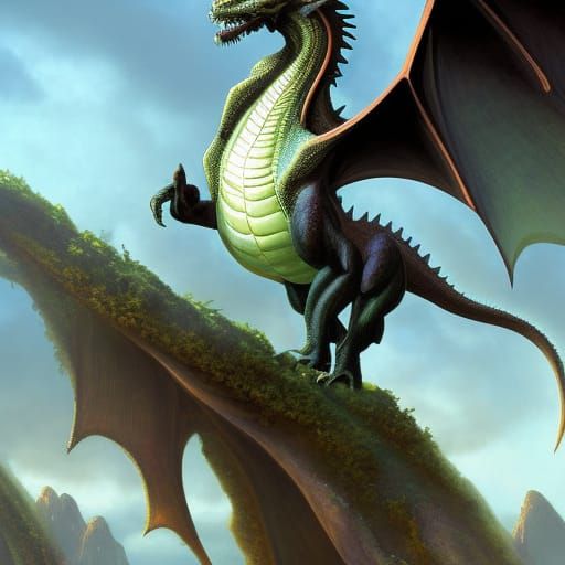Dragoness in Flight: A Sci-Fi Fantasy Art Piece
