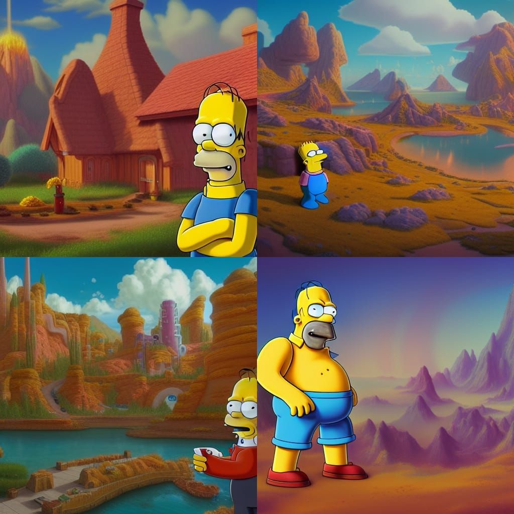 Detailed Matte Painting of Homer Simpson