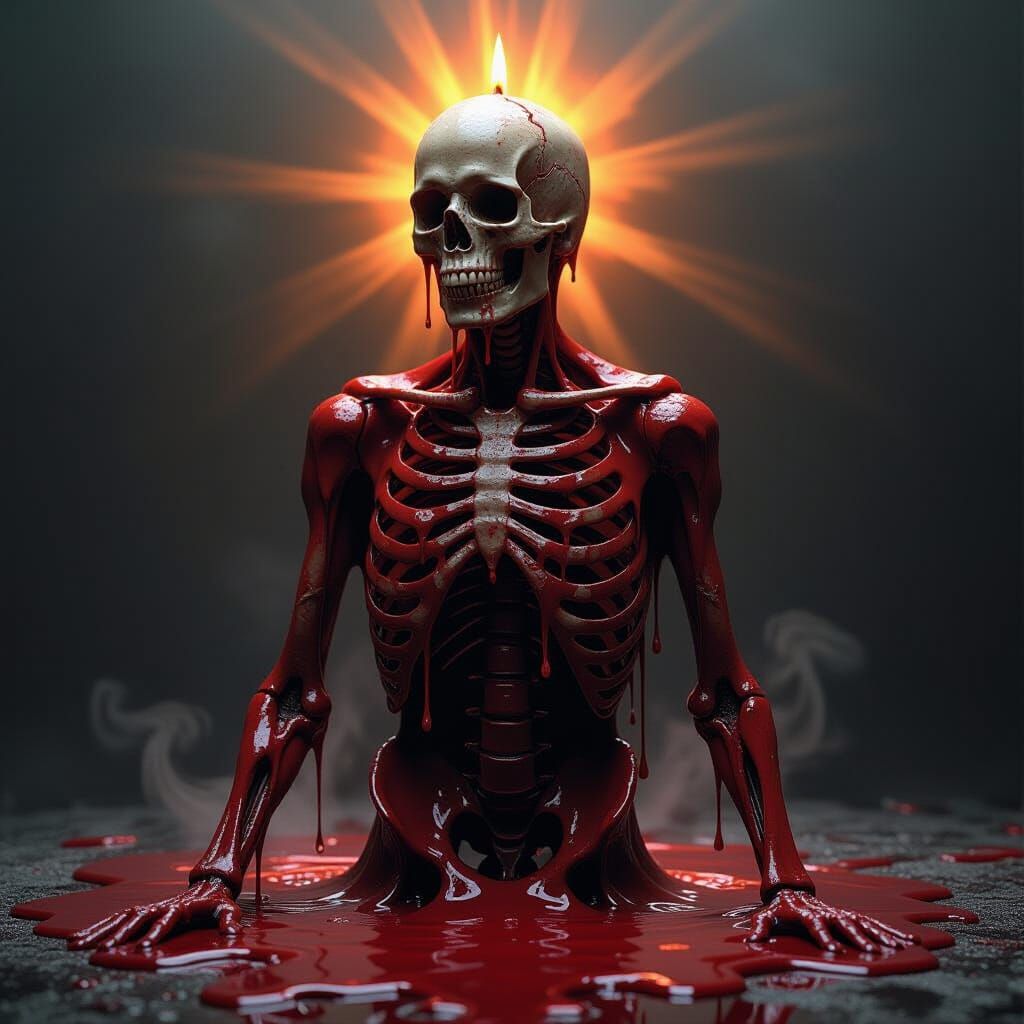 Macabre Skeleton of Dripping Blood, Eerie Luminescence